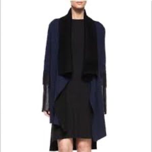 Vince Needle Punch Drape Cardigan Navy and Black Size Small
